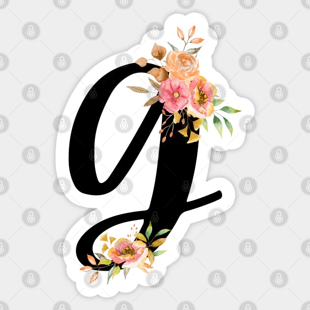 Letter G With Watercolor Floral Wreath Sticker by NatureGlow